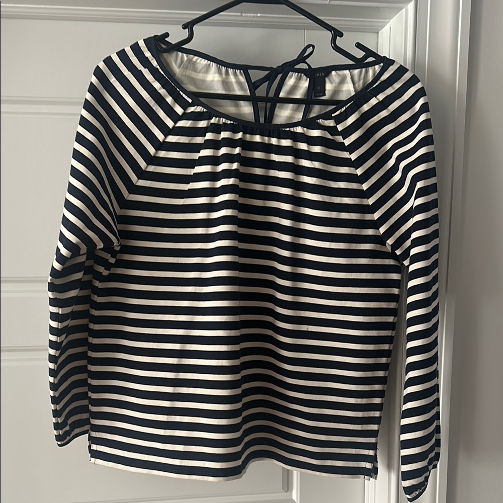 J.Crew Striped Navy and White Women's Top